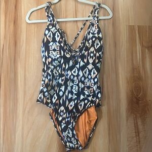 Athena Geometric Blue and Orange Swimsuit